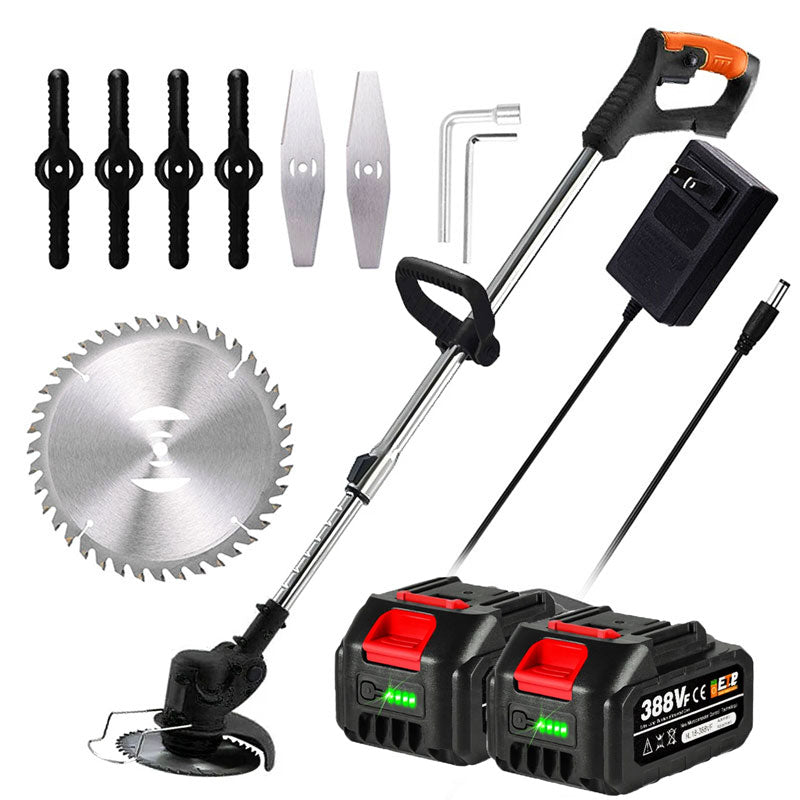 Portable cordless electric weed eater, ideal for efficient garden & lawn maintenance and grass trimming.