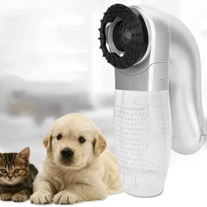 Cordless pet hair vacuum groomer gently removes dog & cat fur, reducing shedding & keeping your home clean.