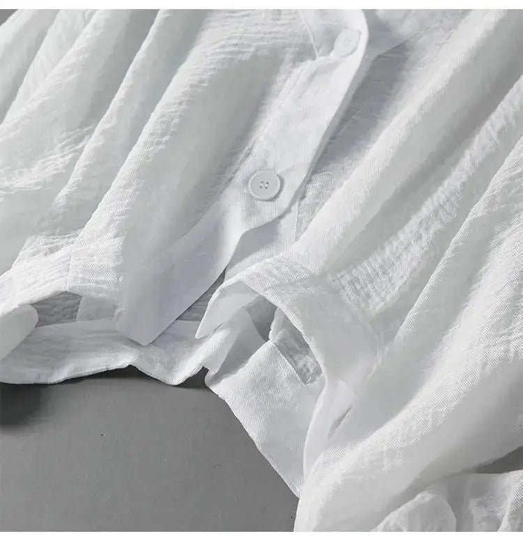 Elegant & casual women's batwing sleeve blouse, made from breathable cotton linen, featuring a comfortable relaxed fit.