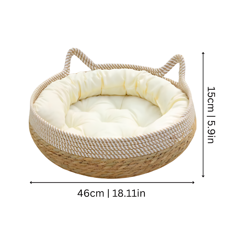 Multifunctional cat accessory: sisal cat scratcher, cozy pet bed & fun play ball for cats.