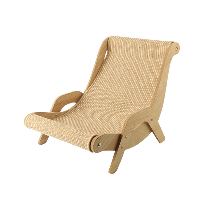 Durable cat scratching lounge chair providing a comfortable sisal surface for felines to play and rest.