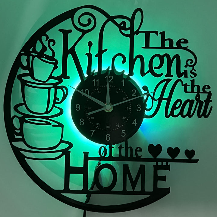 Decorative kitchen wall art clock, creating a cozy and warm ambiance in your kitchen. Essential home decor piece.