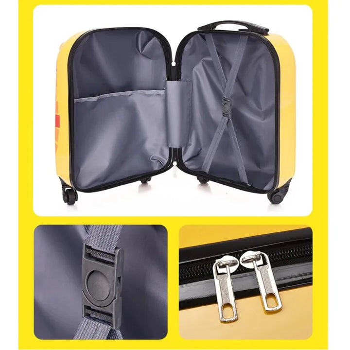Bright animal kids trolley case, lightweight hard shell children's luggage with smooth spinner wheels.