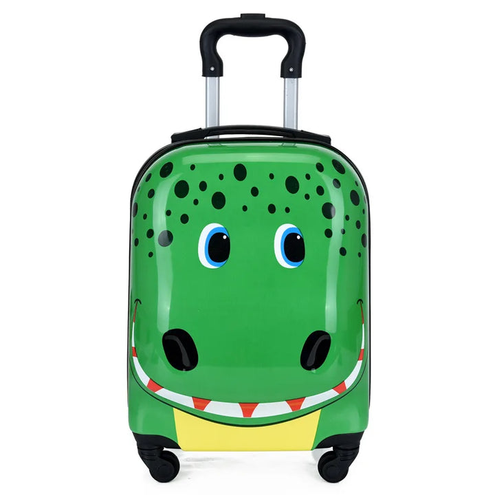 Fun animal hard shell weekend bag for kids, sturdy travel gear with easy-roll spinner wheels & carry-on size.