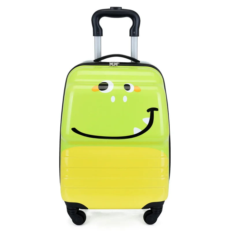 Adorable animal design kids suitcase, a sturdy hard shell carry-on with 360-degree spinner wheels.