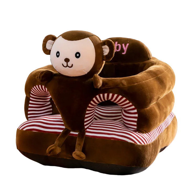 Washable infant support seat with adorable cartoon design. Soft crystal velvet baby chair for nursery decor & play.