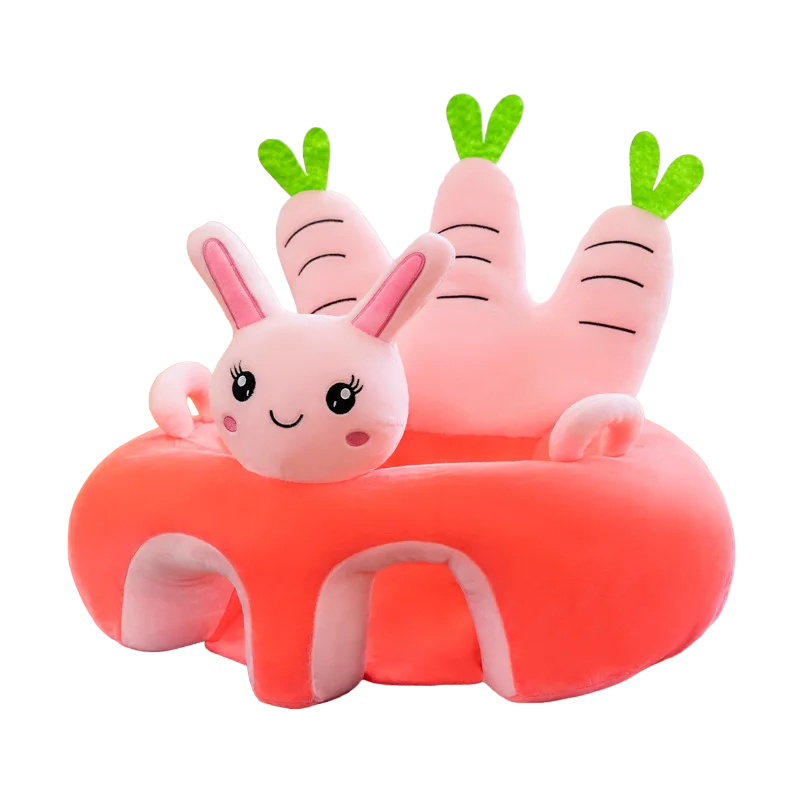 Adorable cartoon baby support seat. Washable infant sofa chair for safe play, comfort, and nursery decor.