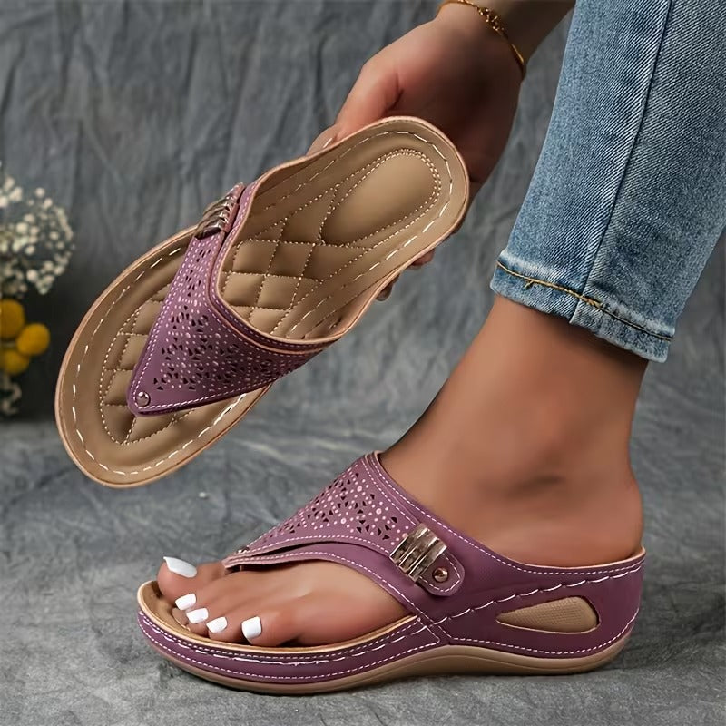 Slip-on Glenda women's wedge sandals, offering superior comfort & arch support for travel & daily wear.