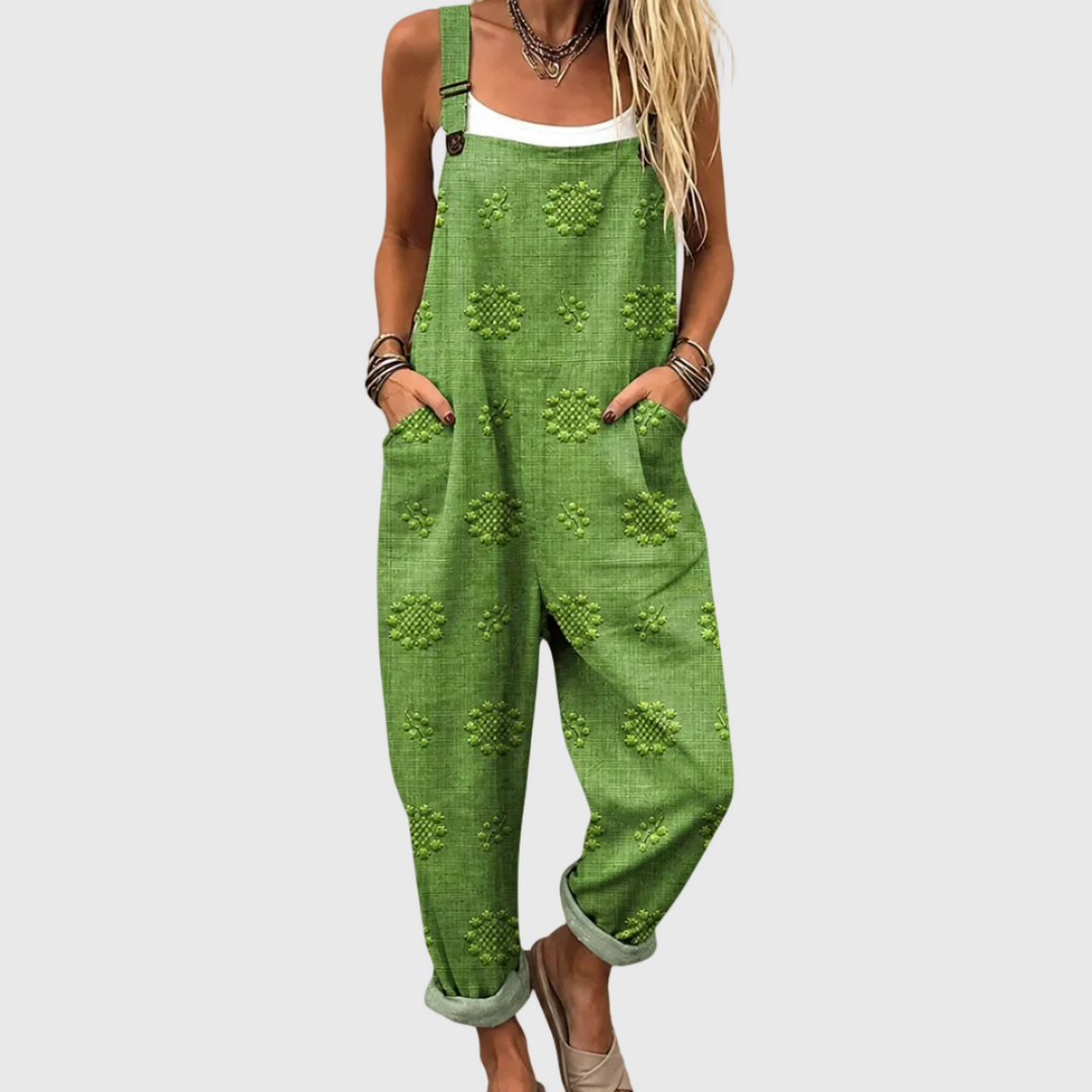 Women's comfortable floral print wide leg jumpsuit with adjustable straps, perfect for casual summer boho chic style.