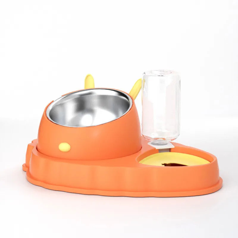 Double dog & cat bowls for food and water in a convenient pet feeding station. Essential pet supplies.