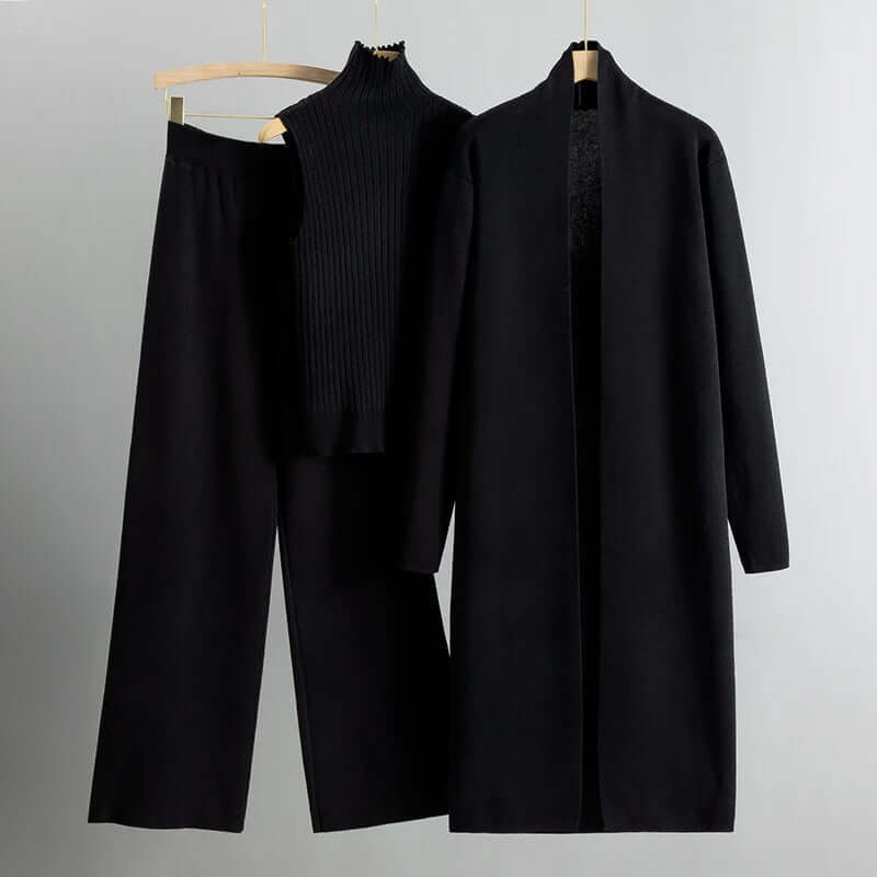 Women's Knitted 3-Piece Set with Cardigan