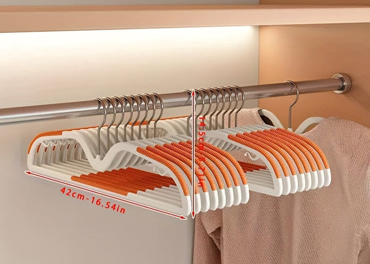 Bulk 40-pack of versatile, space-saving plastic hangers designed for optimal closet organization.
