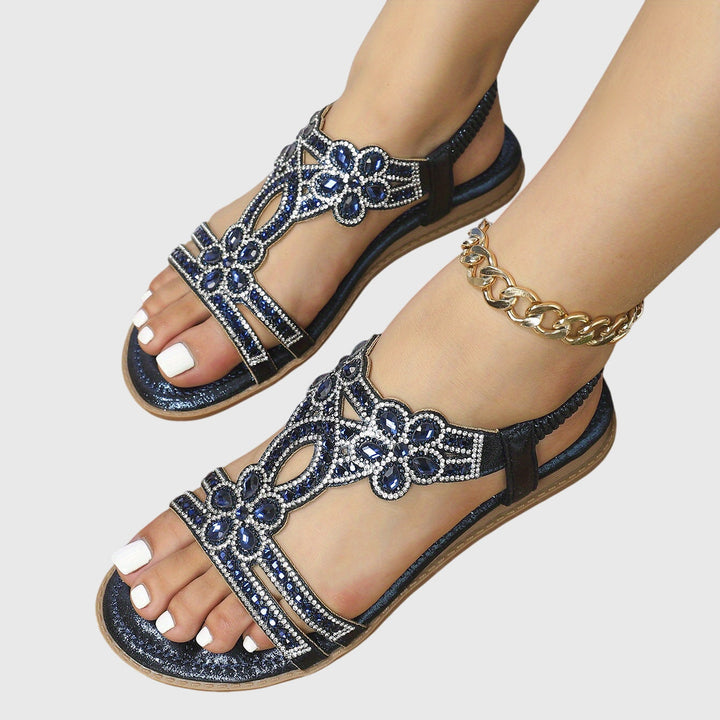 Women's orthopedic sandals, elegant, back strap, all-day comfort with a touch of sparkle.
