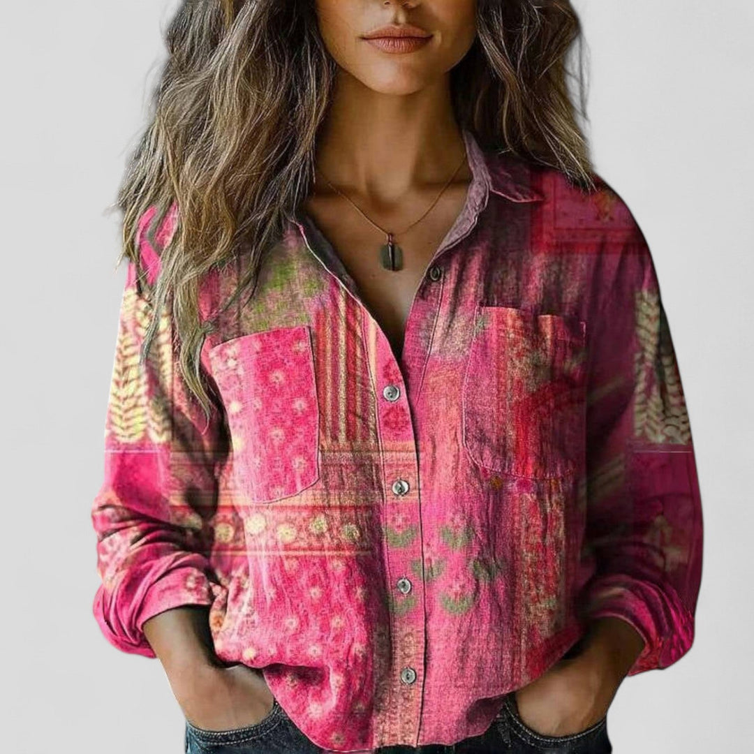 Chic women's gradient blouse top for a comfortable, stylish spring & summer everyday fashion look.