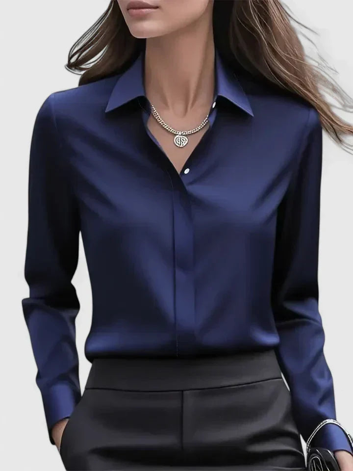 Comfortable & elegant women's button-down blouse. Versatile long sleeve top, perfect for office or casual outings.