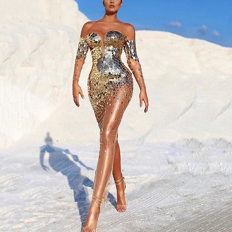 Elegant gold flowy fairy evening gown for women, a sophisticated long dress perfect for special occasions.