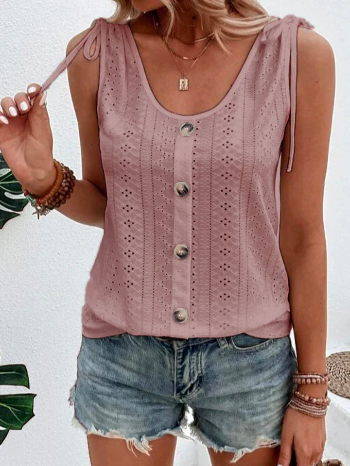 Lightweight women's breezy tank top for summer fashion. Comfort-fit sleeveless design, easy care apparel.