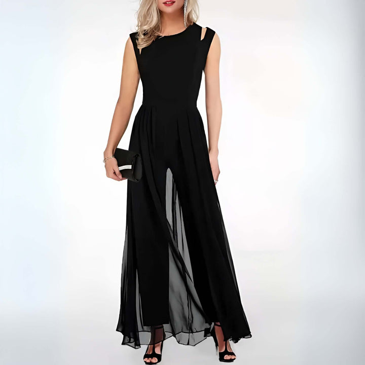 Sleeveless Wide-Leg Jumpsuit with Cut-Out Detail