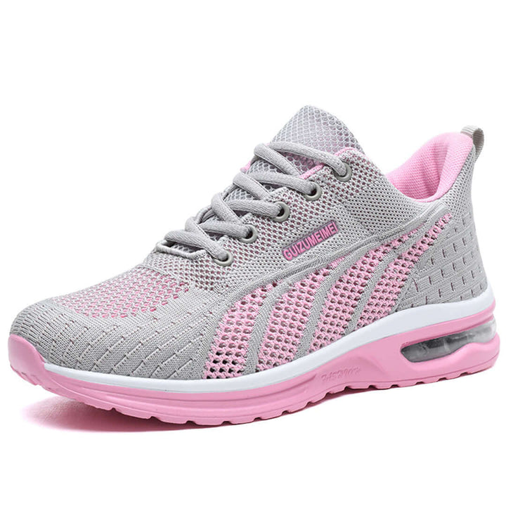 Women's Breathable Mesh Lace-Up Cushioned Sole Sneakers