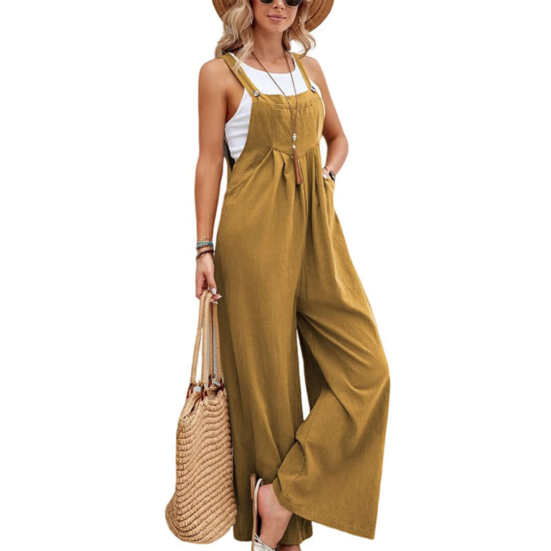 Lightweight Sleeveless Wide-Leg Jumpsuit