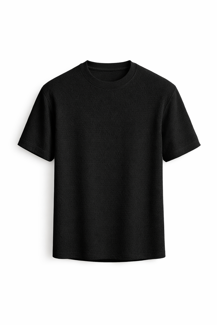 Versatile men's textured short sleeve tee, breathable fabric, relaxed fit for summer fashion.