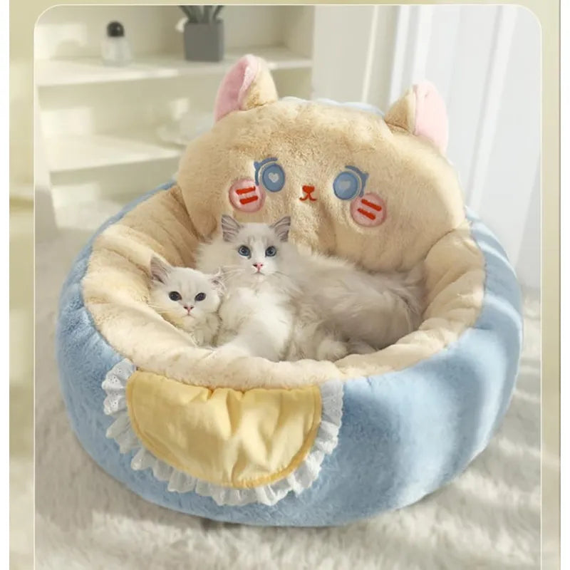 Comfortable animal pet bed, a plush cat house designed for relaxing & sleeping small pets securely.