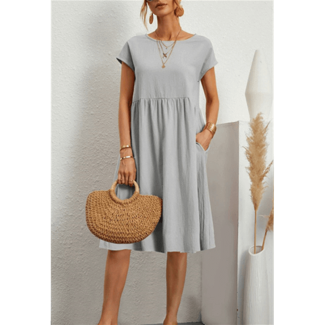 Women's Cotton Linen Midi Dress