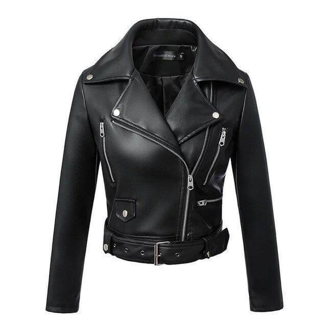 Women's Biker Jacket with Belt