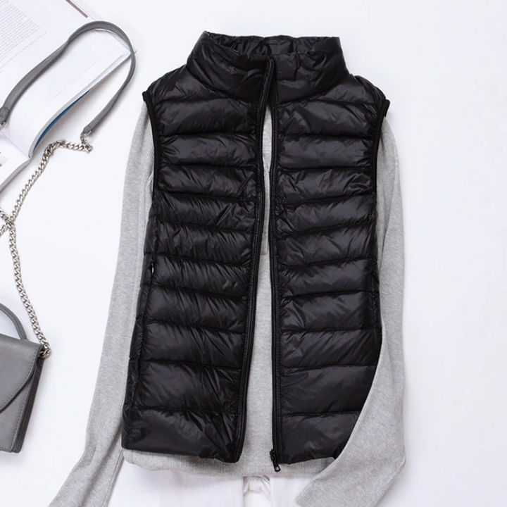 Women's chic quilted sleeveless vest for versatile layering and outerwear.