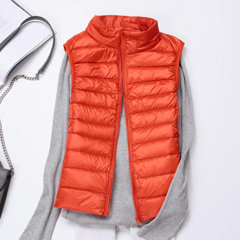 Women's fashion sleeveless quilted vest, a perfect addition for seasonal layering.