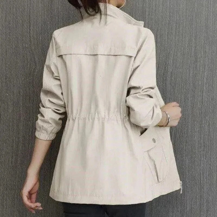 Chic women's short summer jacket. Versatile lightweight outerwear for spring, fall, or cool summer evenings.