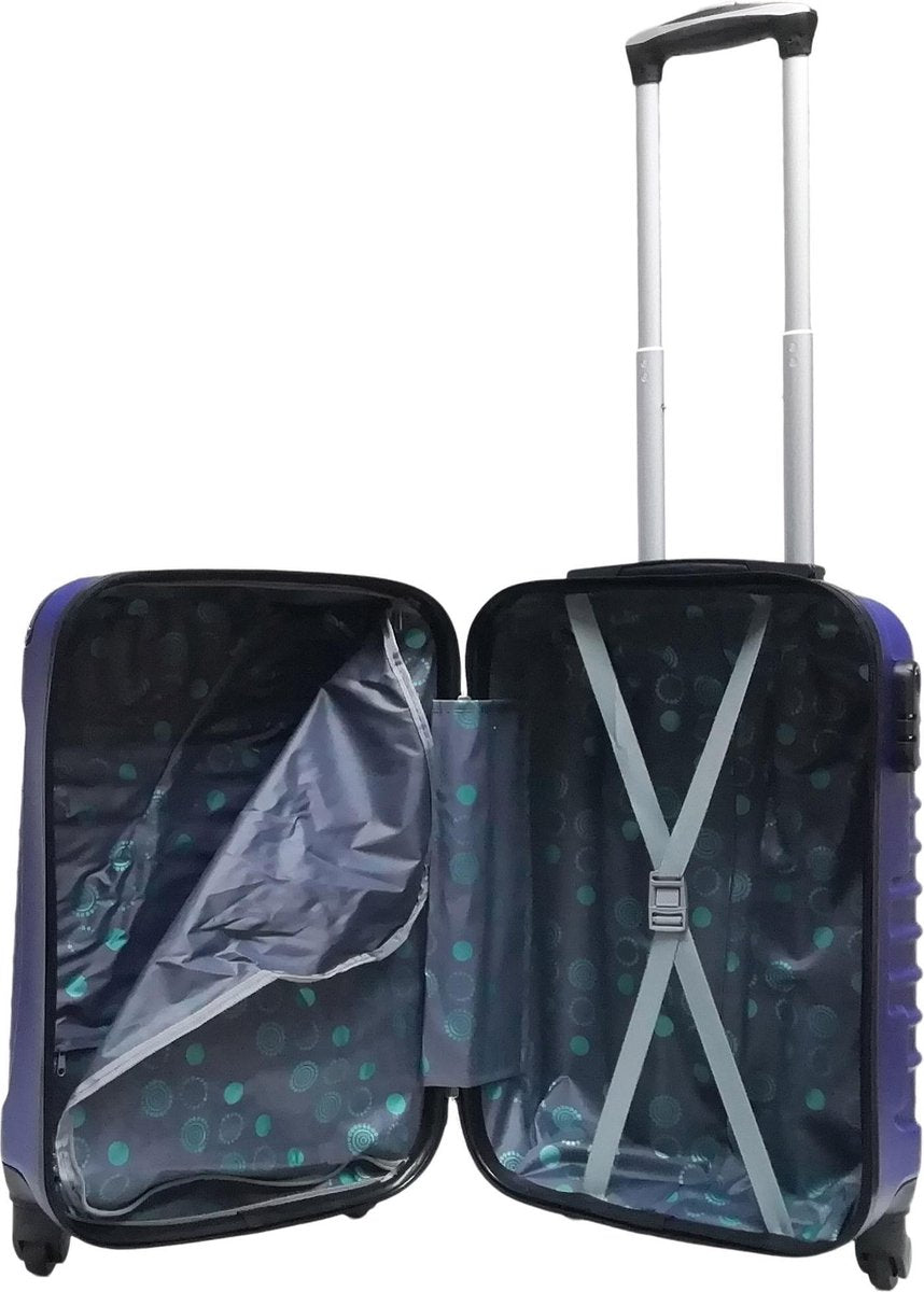 Monaco dark blue 2-piece hard shell luggage set, featuring smooth spinner wheels.