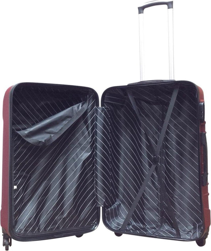 Stylish dark blue hard shell travel luggage set, includes two spinner suitcases for easy mobility.