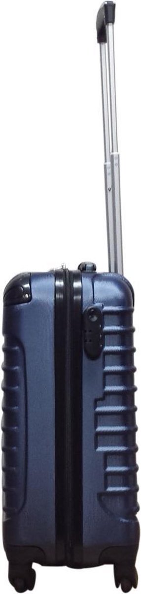 Two-piece dark blue hard shell suitcase set, robust travel gear with integrated combination locks.