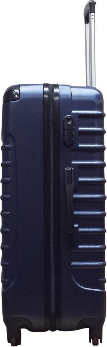 Compact & large dark blue hard shell luggage set, 2 spinner suitcases for all travel needs.