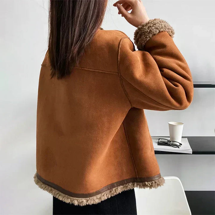 Cozy women's Lila faux shearling jacket, perfect for casual winter wear. Warm & stylish outerwear.