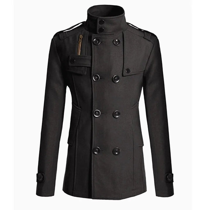 Classic men's double-breasted trench coat. Timeless outerwear, perfect for sophisticated fall and winter style.