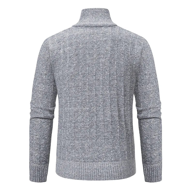 Soft men's cable knit quarter zip sweater. Cozy knitwear offering warmth & comfort, a stylish essential for winter.