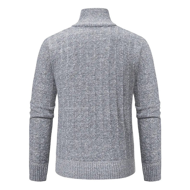 Soft men's cable knit quarter zip sweater. Cozy knitwear offering warmth & comfort, a stylish essential for winter.