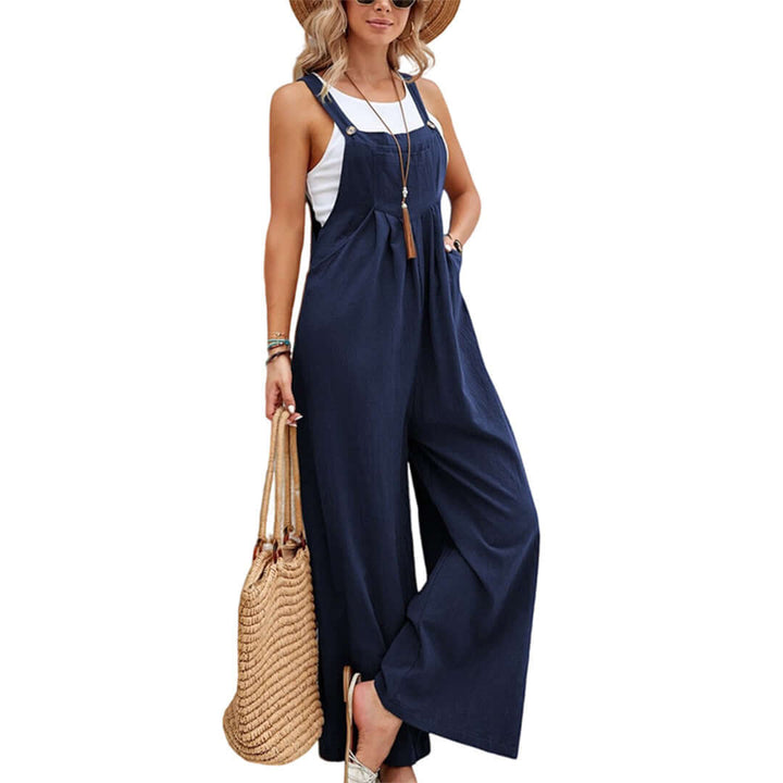 Lightweight Sleeveless Wide-Leg Jumpsuit