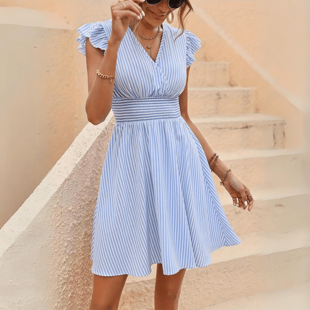 Striped Midi Dress, Elegant and Flattering
