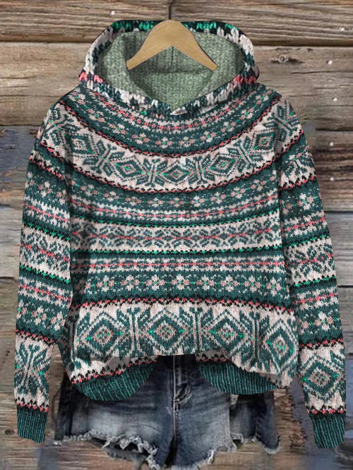 Elegant women's Norwegian knit sweater, a cozy long-sleeve top for winter warmth & casual Scandinavian style.