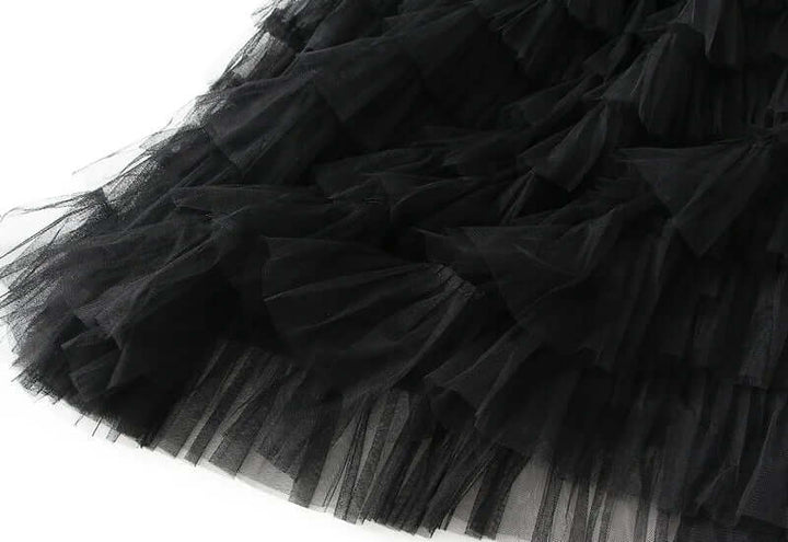 Women's Layered Tulle Midi A-Line Skirt