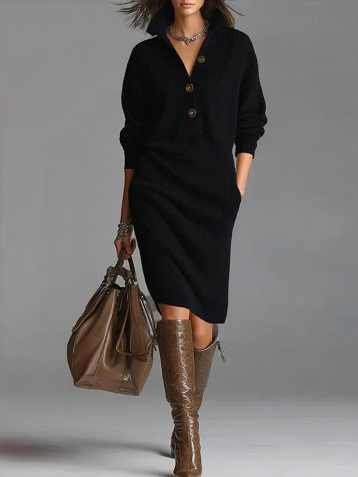 Stylish women's ribbed midi dress with button details. A chic, effortless piece for your spring and summer wardrobe.