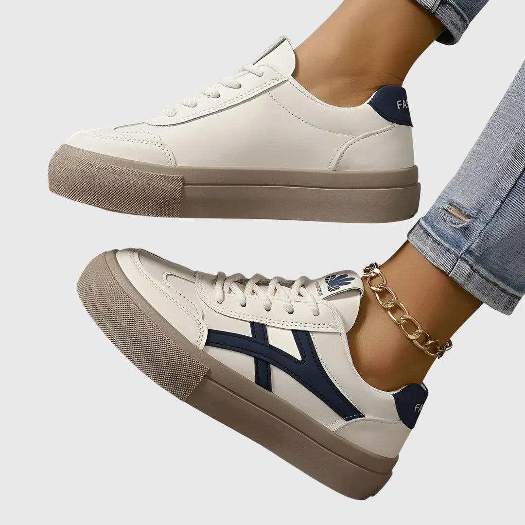 Comfortable women's walking shoes, orthopedic trainers with stable footwear design for daily wear.