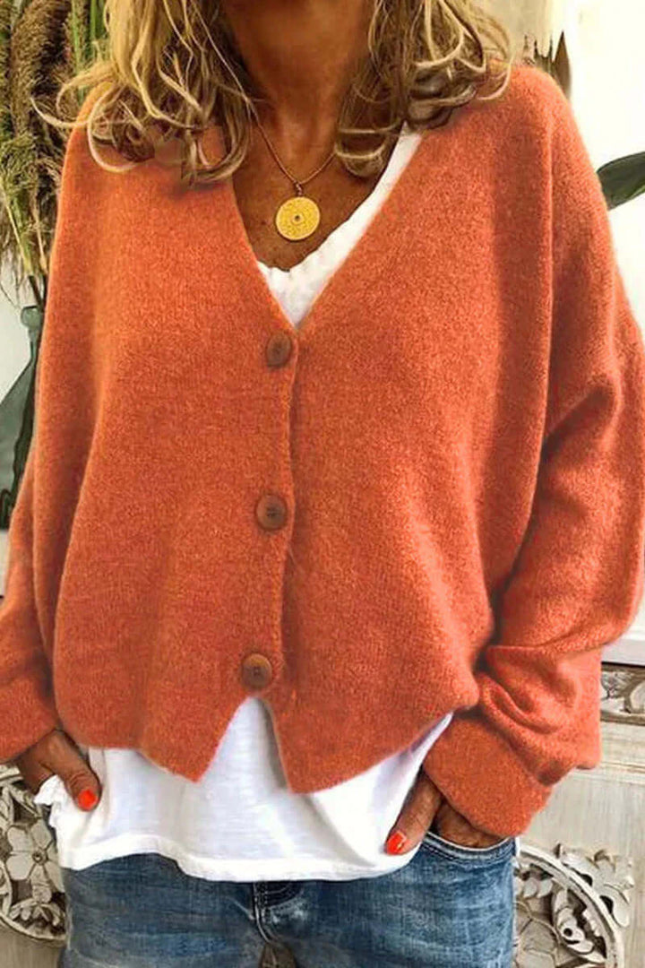 Knitted Patchwork V-Neck Women's Cardigan