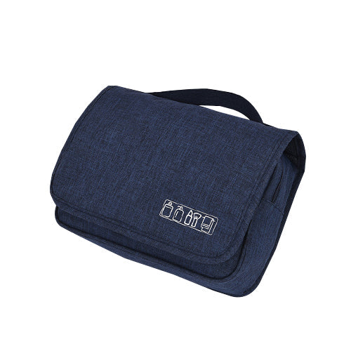 Closed deluxe hanging toiletry bag, a compact travel organizer for unisex cosmetics & essentials.