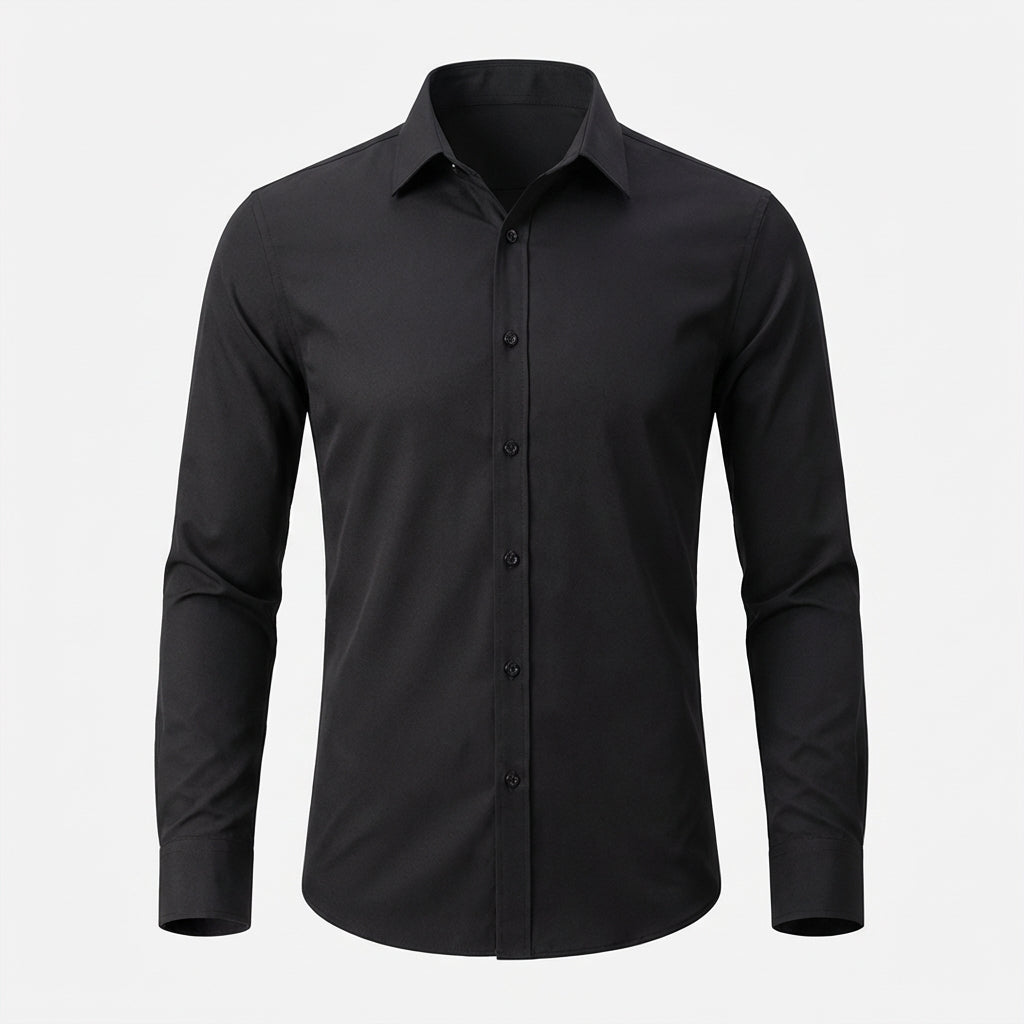 Men's slim-fit long sleeve dress shirt, perfect for professional business or smart casual office wear.