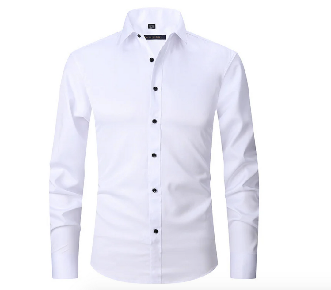 Sophisticated long sleeve dress shirt for men, slim-fit design ensures a contemporary, polished appearance.