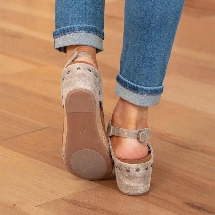 Elegant women's summer sandals, comfortable & supportive footwear with arch and shock absorbing features.